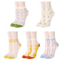 Meias de tornozelo Benefeet Sox Sheer de renda de nylon para mulheres, pacote com 5