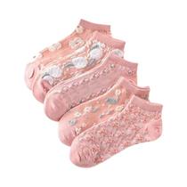 Meias De Tornozelo Femininas Rosa Estilo Vintage Com Flores Texturizadas Em 3D, Finas, De Corte Meias De Tornozelo Femininas Rosa Estilo Vintage Com Flores Texturizadas Em 3D, Finas, De Corte