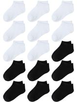 Meias de tornozelo infantis Cooraby, pacote com 15, meia almofada, corte baixo Meias de tornozelo infantis Cooraby, pacote com 15, meia almofada, corte baixo