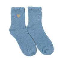 Meias De Veludo Coral Grossas Femininas Para Outono/Inverno, Casuais, Cano Médio, Bordadas Com