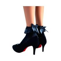 Meias De Verão Femininas De Alta Elasticidade Em Renda De Veludo De Seda Com Laço Gudetama Ruffle