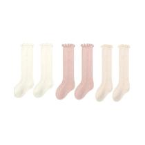 Meias De Verão Para Bebês Meninas, Meias De Renda Até O Joelho, 3 Pares, Algodão Macio, Malha Longa Meias De Verão Para Bebês Meninas, Meias De Renda Até O Joelho, 3 Pares, Algodão Macio, Malha Longa