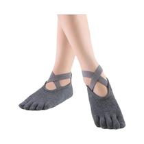 Meias De Yoga E Pilates Femininas Respiráveis Com Cinco Dedos, Antiderrapantes Com Faixa De Silicone