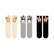 Meias Divertidas 3D De Casal Gato E Ovo, Cano Médio, Quentes Para Inverno, Combinando, Presente De