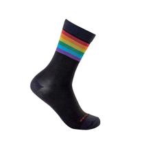 Meias Divertidas Personalizadas Arco Íris Preta LGBTQIA+ Estilosas 3/4 Geek
