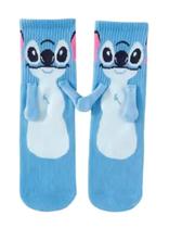 Meias Divertidas Stitch Magnéticas Amizade Dão As Mão Azul