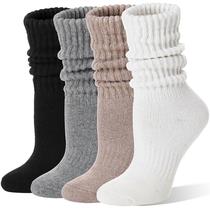 Meias EBMORE de lã merino térmicas, quentes, estilo slouchy, 4 pares Meias EBMORE de lã merino térmicas, quentes, estilo slouchy, 4 pares