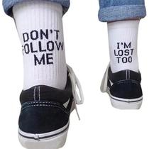 Meias Engraçadas Estilo Harajuku Feminino, Meias Fofas Com Padrão De Letras Felizes, Moda Casual