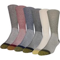 Meias esportivas GOLDTOE 656S Cotton Crew para homens, 6 pares