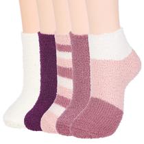 Meias felpudas American Trends femininas Soft Warm, pacote com 5 Candy Str