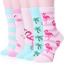 Meias felpudas EBMORE Flamingo para mulheres (5 pares), presente de Natal