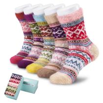 Meias felpudas SISOSOCK para mulheres Cozy Soft Warm, pacote com 5 unidades de inverno