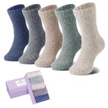 Meias felpudas SISOSOCK para mulheres Cozy Soft Warm, pacote com 5 unidades de inverno