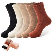 Meias felpudas SISOSOCK para mulheres Cozy Soft Warm, pacote com 5 unidades de inverno