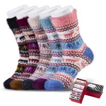 Meias felpudas SISOSOCK para mulheres Cozy Soft Warm, pacote com 5 unidades de inverno
