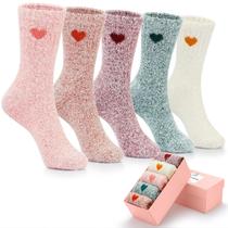 Meias felpudas SISOSOCK para mulheres Cozy Soft Warm, pacote com 5 unidades de inverno