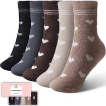 Meias felpudas SISOSOCK para mulheres Cozy Soft Warm, pacote com 5 unidades de inverno