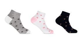 Meias Feminina Kit 3 Pares Estampada Algodão Cano Curto Sortida - Altomax Meias Feminina Kit 3 Pares Estampada Algodão Cano Curto Sortida - Altomax