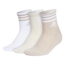 Meias femininas Adidas de 3 listras High Quarter, 3 pares, bege maravilhoso