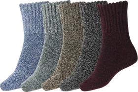Meias femininas BomKinta Winter Warm Wool Cozy Crew, 5 pares