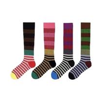 Meias Femininas Com Listras Arco-íris, 4 Pares, Estilo Vintage Harajuku Coreano, Longas, Para Meias Femininas Com Listras Arco-íris, 4 Pares, Estilo Vintage Harajuku Coreano, Longas, Para