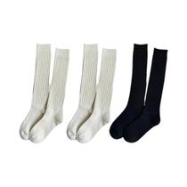 Meias Femininas De Cano Alto Cor Café, Grossas, Estilo Japonês, Para Outono/Inverno, Com Costura