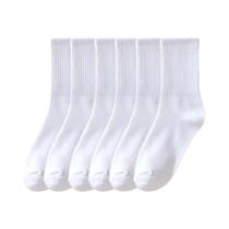 Meias Femininas De Cano Médio 6-9 Pares Em Cores Sólidas, Respiráveis, Confortáveis, Absorventes De