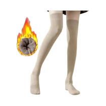 Meias Femininas De Inverno Quentes E Grossas, Longas, Até O Joelho, Em Cor Sólida