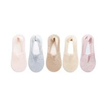 Meias Femininas De Renda De Verão, 5 Pares, Moda Invisível, Antiderrapante, Meias Curtas