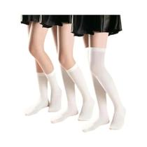 Meias Femininas De Renda Preta E Branca, 3 Pares, Quentes, Confortáveis, Respiráveis, Meias De Meias Femininas De Renda Preta E Branca, 3 Pares, Quentes, Confortáveis, Respiráveis, Meias De
