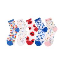 Meias Femininas De Verão Com Renda De Cristal E Flores De Seda, 5 Pares, Ultrafinas, Transparentes, Meias Femininas De Verão Com Renda De Cristal E Flores De Seda, 5 Pares, Ultrafinas, Transparentes,