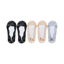 Meias Femininas De Verão Com Renda Fina E Florais, Invisíveis, Antiderrapantes, Macias, 5 Pares