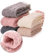 Meias femininas EBMORE, felpudas, aconchegantes, de pelúcia, quentes, 5 pares Meias femininas EBMORE, felpudas, aconchegantes, de pelúcia, quentes, 5 pares
