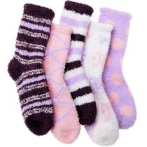 Meias femininas EBMORE Fuzzy Cozy Warm Winter Purple