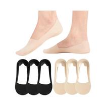 Meias Femininas Finas De Algodão, Antiderrapantes, Invisíveis, De Corte Baixo, 6 Pares, Respiráveis,