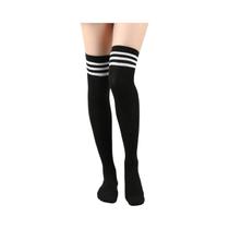Meias Femininas Listradas Estilo Acadêmico De Cano Alto Até a Coxa Meias De Desempenho