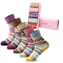 Meias femininas, meias de lã de inverno, malha aconchegante, meias quentes de inverno para alpinismo, esqui e presentes de Natal