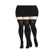Meias Femininas plus Size Respiráveis Transparentes Pretas De Cor Sólida Até a Coxa Meias Femininas plus Size Respiráveis Transparentes Pretas De Cor Sólida Até a Coxa