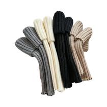 Meias Femininas Quentes Acima Do Joelho, 4 Pares, Cores Sólidas, Listras Verticais, Moda JK, Outono