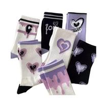 Meias Femininas Quentes Bordadas, 5 Pares, Meias Esportivas Divertidas E Fofas Para Outono, Brancas