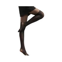 Meias Femininas Super Elásticas De Nylon Pretas, Justas, Respiráveis E Brilhantes Com Renda.