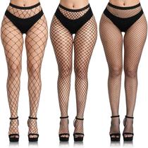 Meias Fishnet Buauty Black para mulheres, 3 peças, tamanho único Meias Fishnet Buauty Black para mulheres, 3 peças, tamanho único