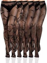 Meias Fishnet Ramede Halloween para mulheres, meias de renda x6