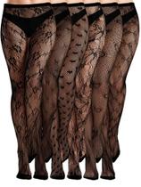 Meias Fishnet Thigh High Ramede para mulheres, 6 pares pretas