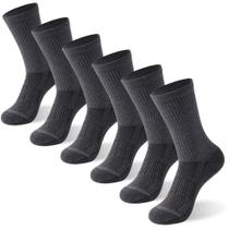 Meias FOOTPLUS com infusão de cobre unissex Crew, 6 pares, cinza escuro
