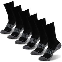 Meias FOOTPLUS Copper Running Crew almofadadas, 6 pares, pretas