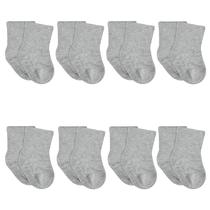 Meias Gerber Baby Boys, pacote com 8 unidades, à prova de agitação, cinza 6-12 m