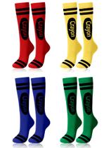 Meias Glitopper Halloween Crayon Rainbow Knee High 4 pares