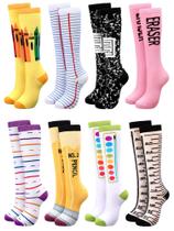 Meias Glitopper Halloween Crayon Rainbow Knee High 8 pares