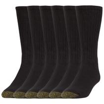 Meias GOLDTOE Harrington Crew para homens pretas GG, 6 pares Meias GOLDTOE Harrington Crew para homens pretas GG, 6 pares